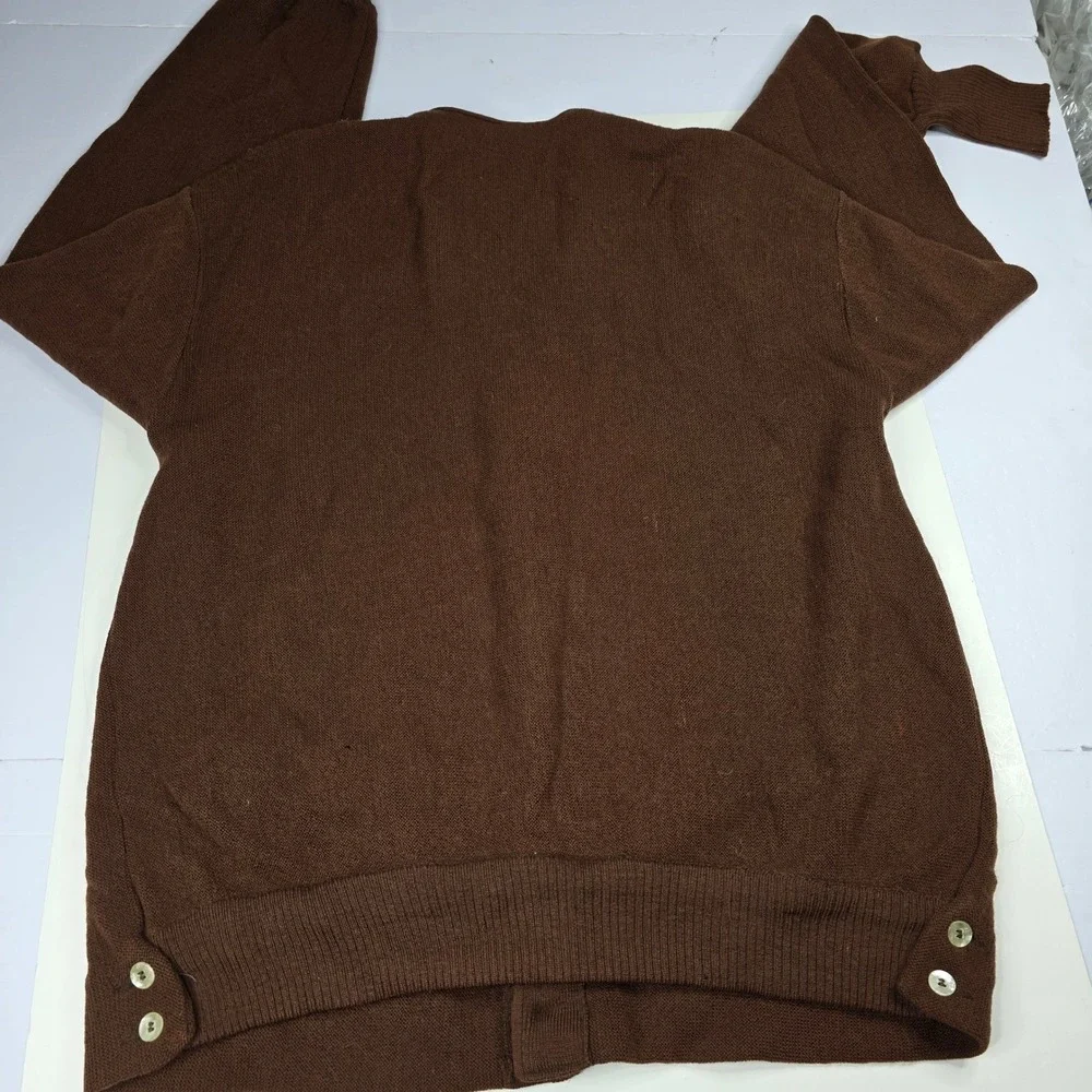 Vintage Lord Jeff The‎ 19th Hole Australian Wool Mens Brown Cardigan Sweater L